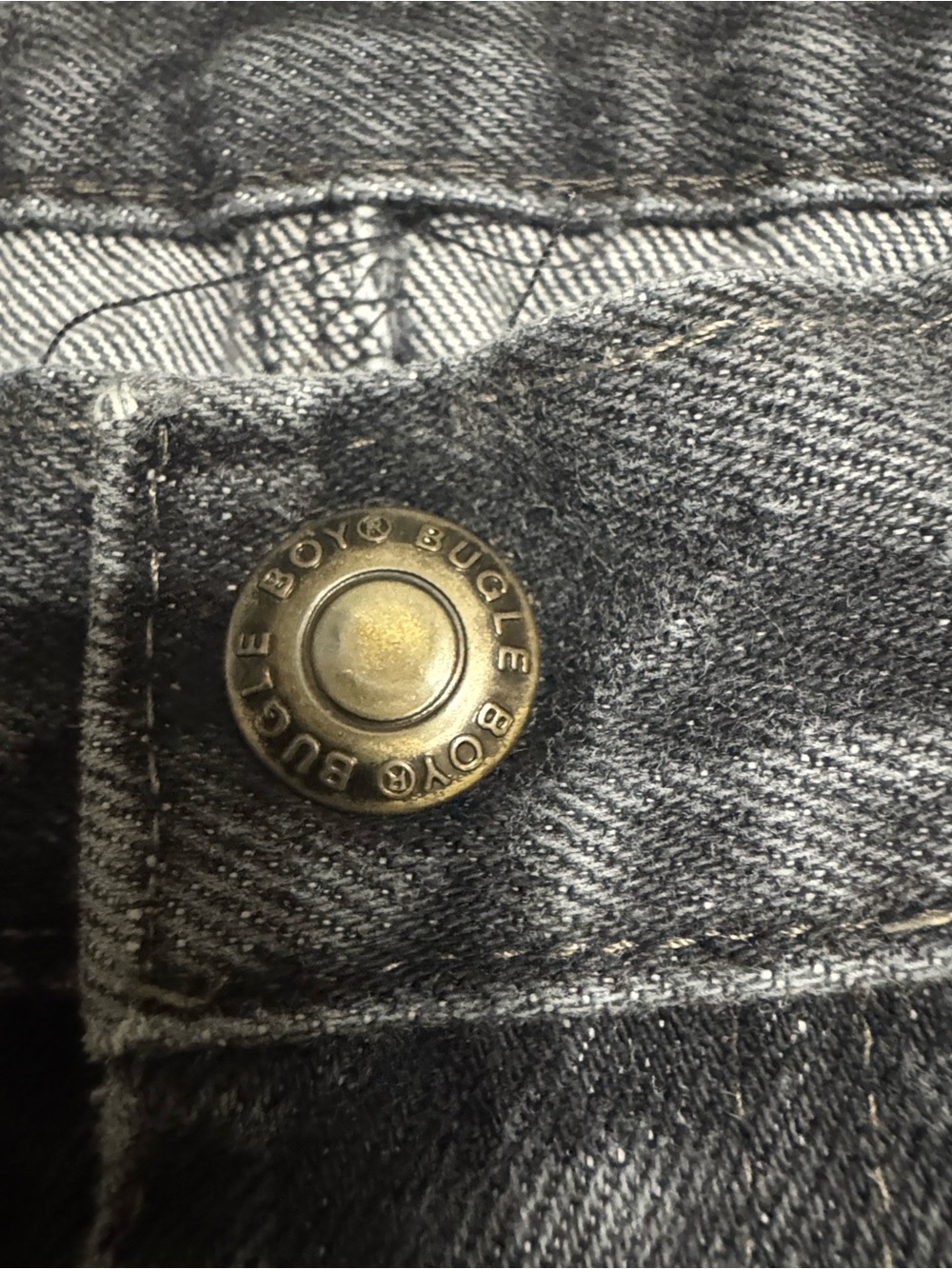 Bugle Boy Vintage Unisex Faded Black Tapered-Leg Denim Jeans - Picture 3 of 8